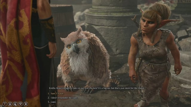 Krolla and Owlbear Cub in BG3.