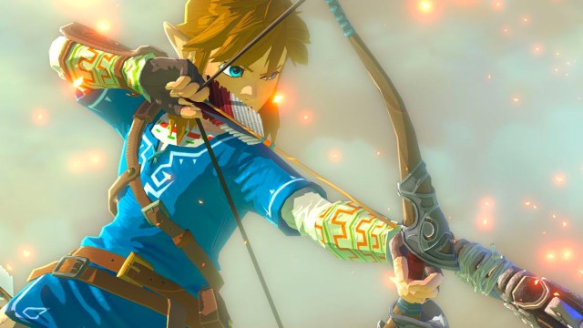 Link firing a bow and arrow in Zelda