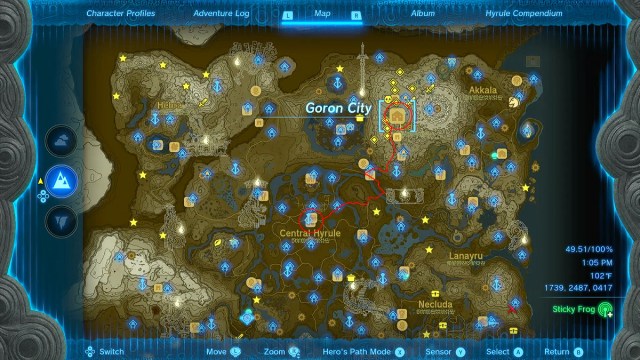 Goron City Location in Zelda TOTK.