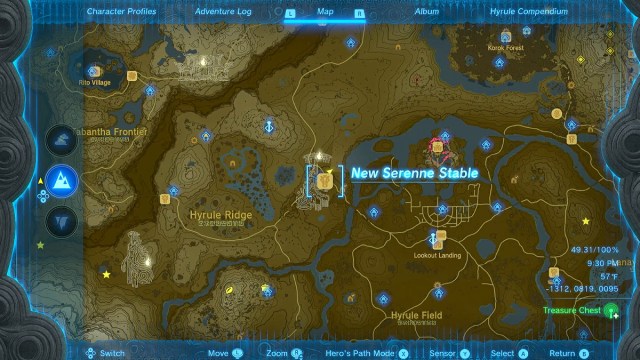 Impa location near New Serenne Stable in Zelda TOTK.